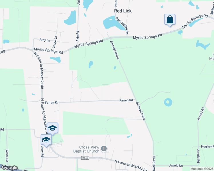 map of restaurants, bars, coffee shops, grocery stores, and more near 126 Spicer Lane in Texarkana