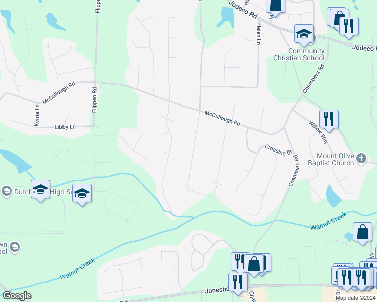 map of restaurants, bars, coffee shops, grocery stores, and more near 210 Southmoor Circle in Stockbridge