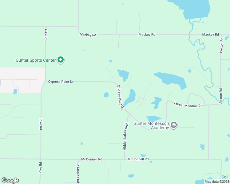 map of restaurants, bars, coffee shops, grocery stores, and more near 650 Cypress Point Drive in Gunter