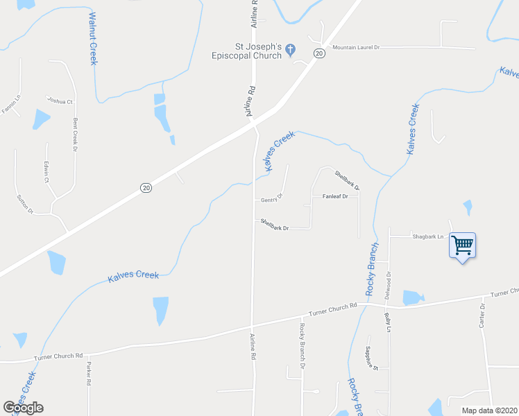 map of restaurants, bars, coffee shops, grocery stores, and more near 10 Gentry Drive in McDonough