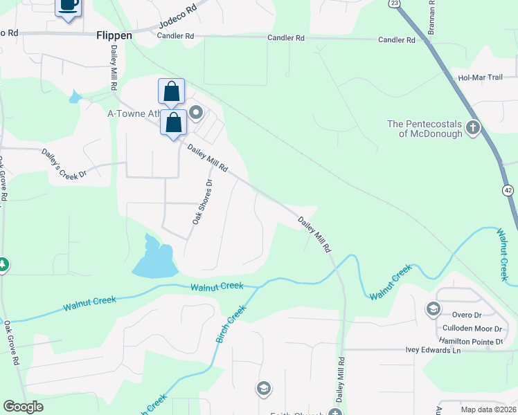 map of restaurants, bars, coffee shops, grocery stores, and more near 31 Dailey Walk in McDonough