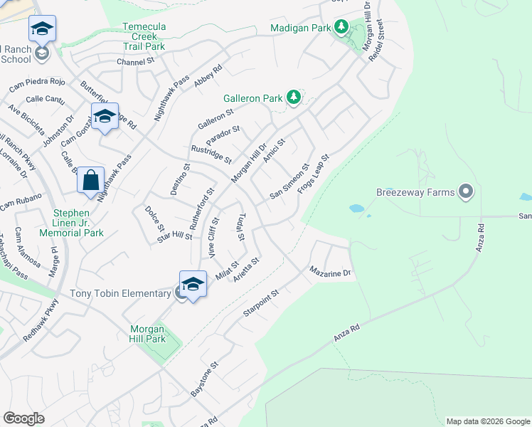 map of restaurants, bars, coffee shops, grocery stores, and more near 44975 Bouchaine Street in Temecula