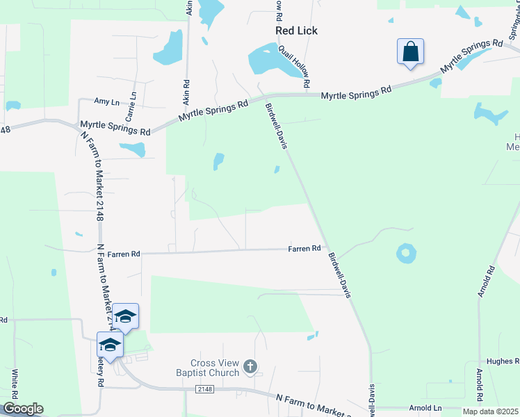 map of restaurants, bars, coffee shops, grocery stores, and more near 126 Spicer Lane in Texarkana