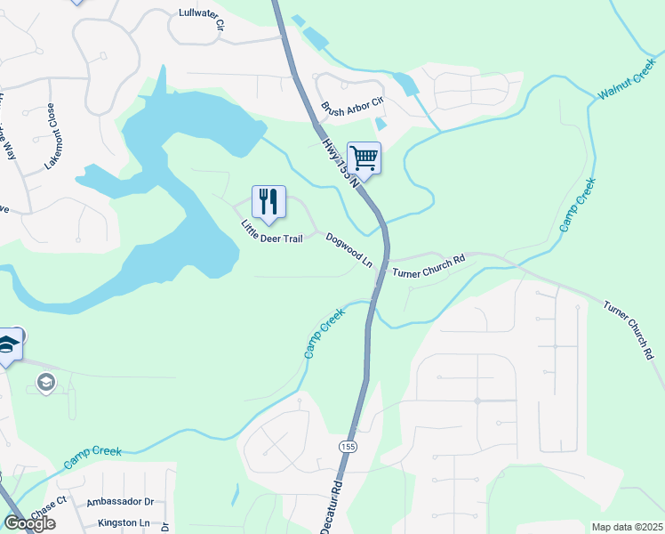 map of restaurants, bars, coffee shops, grocery stores, and more near 110 Emerald Drive in McDonough