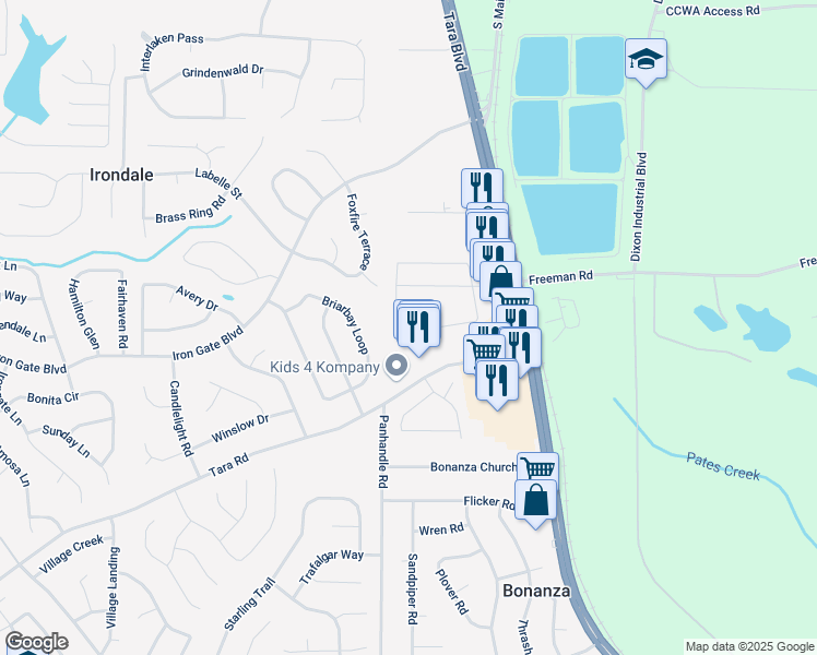 map of restaurants, bars, coffee shops, grocery stores, and more near 1827 Old Dogwood in Jonesboro