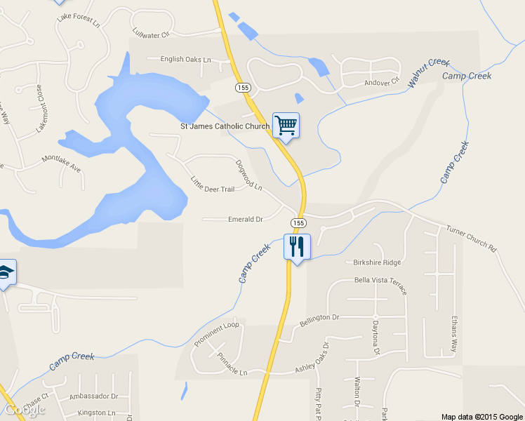 map of restaurants, bars, coffee shops, grocery stores, and more near 110 Emerald Drive in McDonough