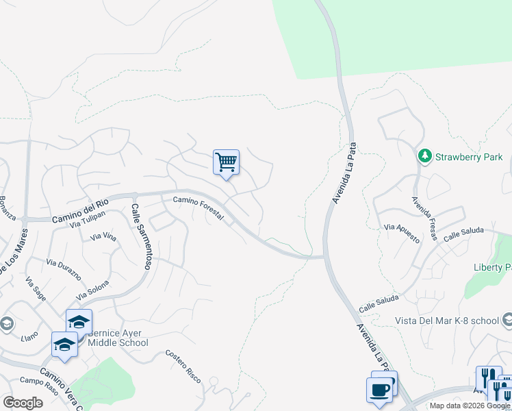 map of restaurants, bars, coffee shops, grocery stores, and more near 6409 Camino Ventosa in San Clemente