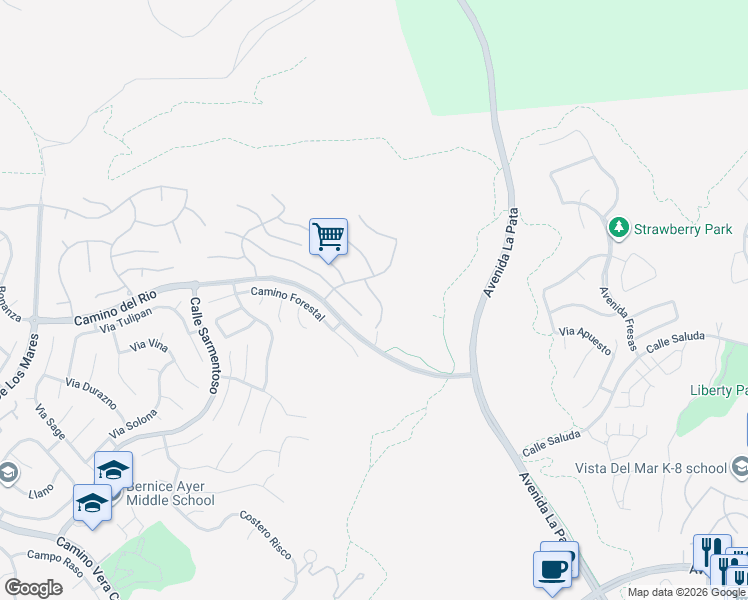 map of restaurants, bars, coffee shops, grocery stores, and more near 6409 Camino Ventosa in San Clemente