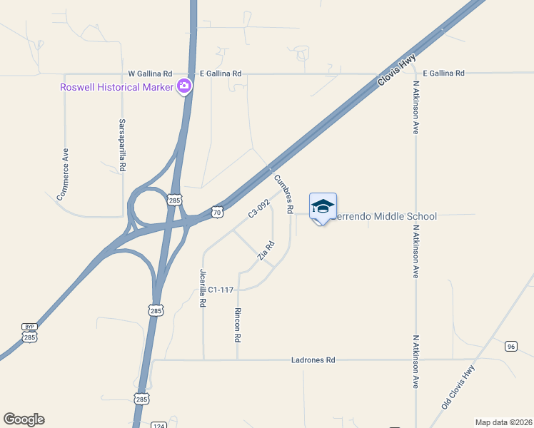 map of restaurants, bars, coffee shops, grocery stores, and more near 500 Oscura Road in Roswell