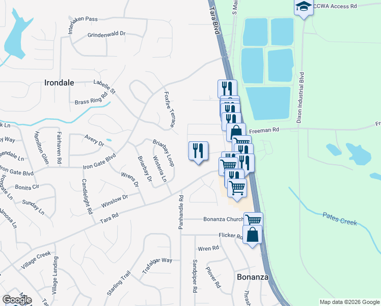 map of restaurants, bars, coffee shops, grocery stores, and more near 1838 Old Dogwood in Jonesboro