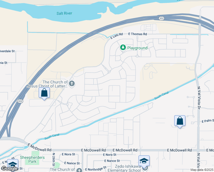 map of restaurants, bars, coffee shops, grocery stores, and more near 3212 North Los Alamos in Mesa