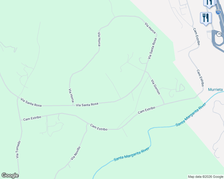 map of restaurants, bars, coffee shops, grocery stores, and more near 45091 Calle Cuesta in Temecula