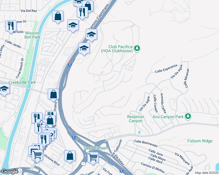 map of restaurants, bars, coffee shops, grocery stores, and more near 33671 Paseo Eternidad in San Juan Capistrano