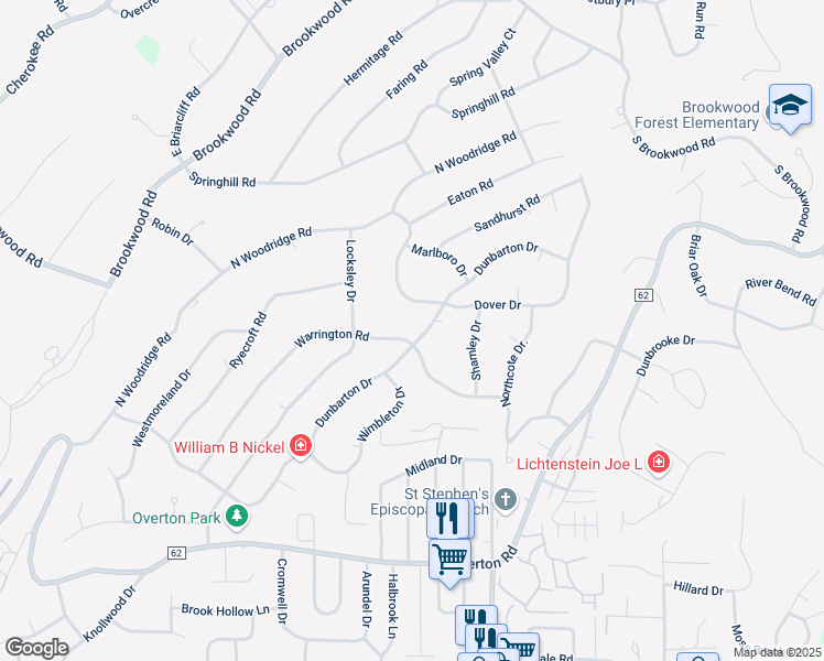 map of restaurants, bars, coffee shops, grocery stores, and more near 3700 Dunbarton Drive in Birmingham