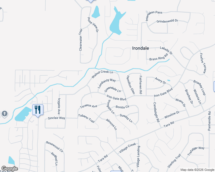 map of restaurants, bars, coffee shops, grocery stores, and more near 1050 Greendale Lane in Jonesboro
