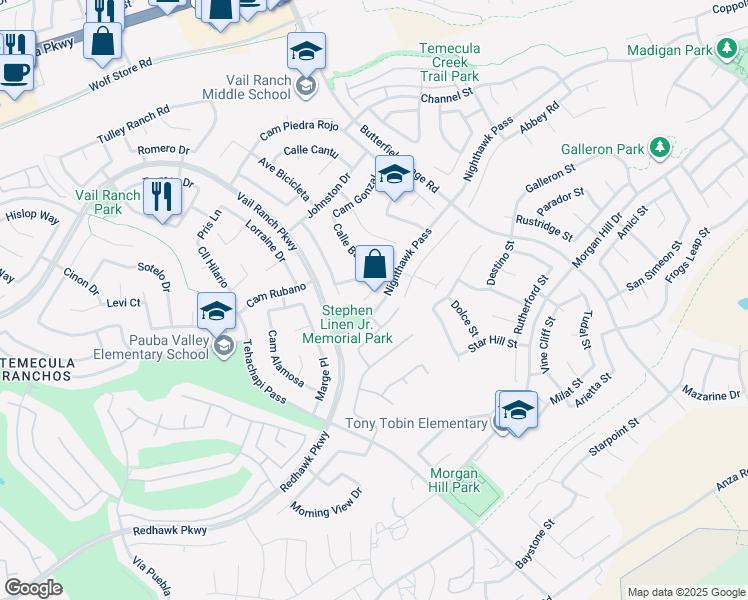 map of restaurants, bars, coffee shops, grocery stores, and more near 44900 Corte Rodriguez in Temecula