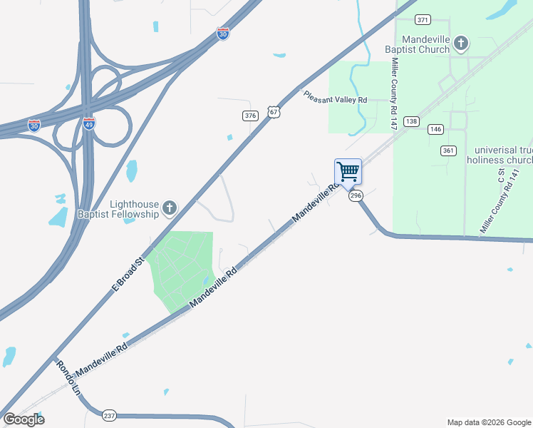 map of restaurants, bars, coffee shops, grocery stores, and more near 5697 Mandeville Road in Texarkana