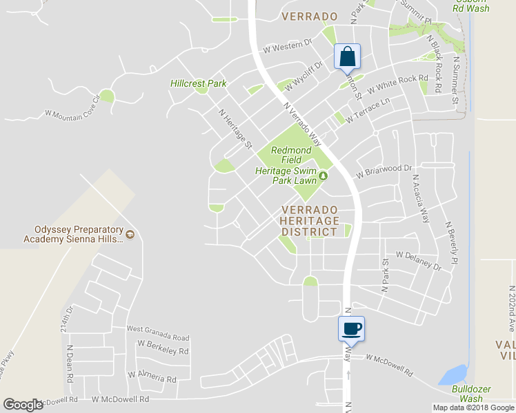 map of restaurants, bars, coffee shops, grocery stores, and more near 2542 North Riley Road in Buckeye