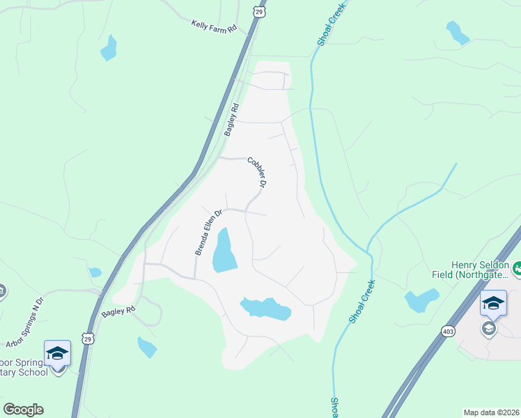 map of restaurants, bars, coffee shops, grocery stores, and more near 136 Cobbler Drive in Newnan