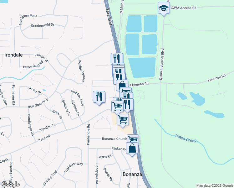 map of restaurants, bars, coffee shops, grocery stores, and more near 1714 Old Dogwood in Jonesboro