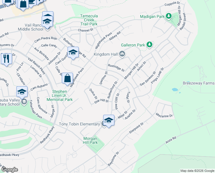 map of restaurants, bars, coffee shops, grocery stores, and more near 33882 Flora Springs Street in Temecula