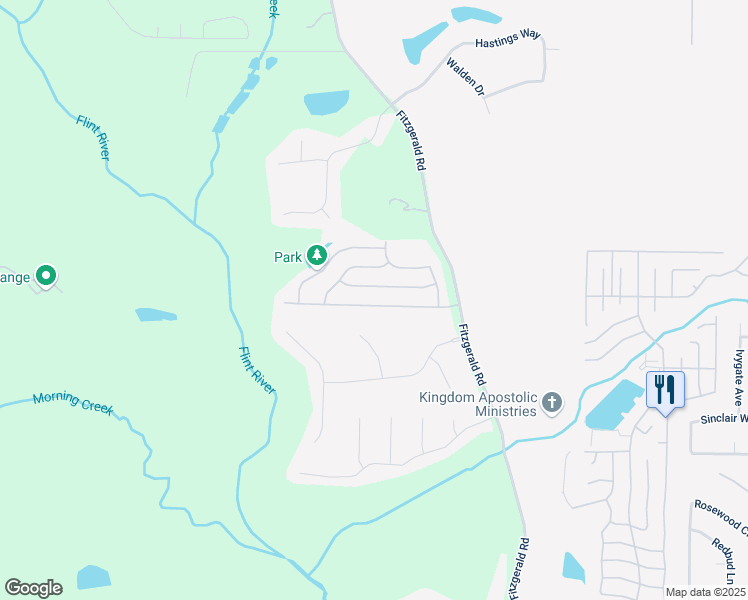 map of restaurants, bars, coffee shops, grocery stores, and more near 348 Layfield Drive in Jonesboro