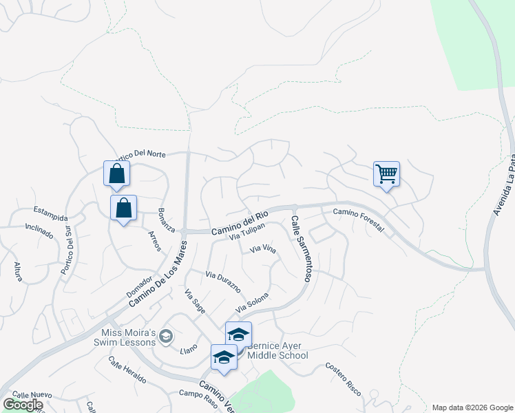 map of restaurants, bars, coffee shops, grocery stores, and more near 2805 Orense in San Clemente