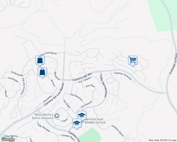 map of restaurants, bars, coffee shops, grocery stores, and more near 2805 Orense in San Clemente