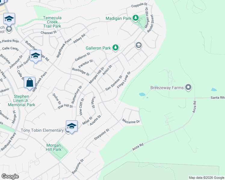 map of restaurants, bars, coffee shops, grocery stores, and more near 34144 San Simeon Street in Temecula