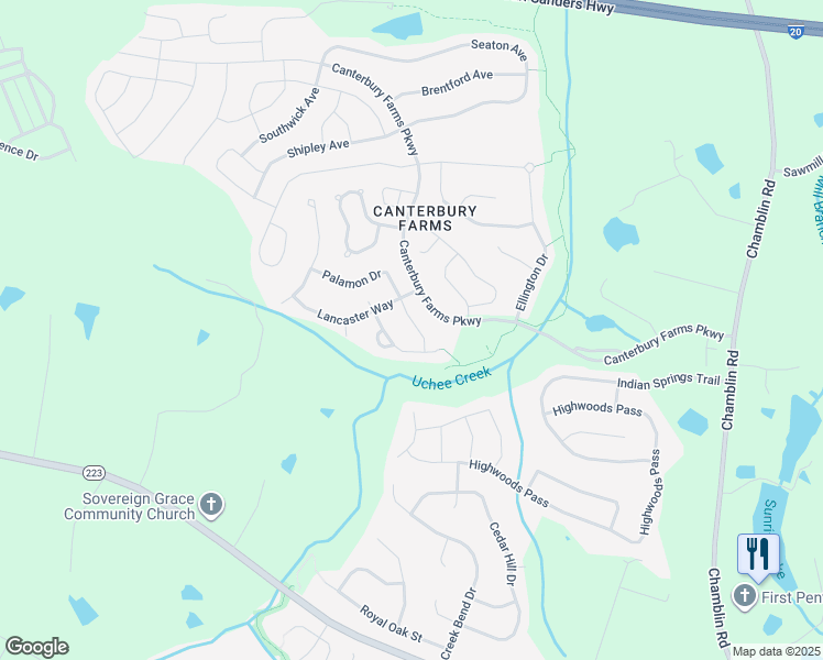 map of restaurants, bars, coffee shops, grocery stores, and more near 308 Palamon Drive in Grovetown