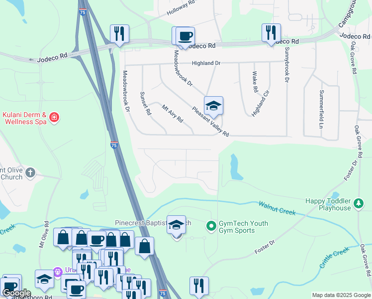 map of restaurants, bars, coffee shops, grocery stores, and more near Camano Way in McDonough