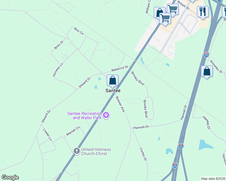 map of restaurants, bars, coffee shops, grocery stores, and more near in Santee