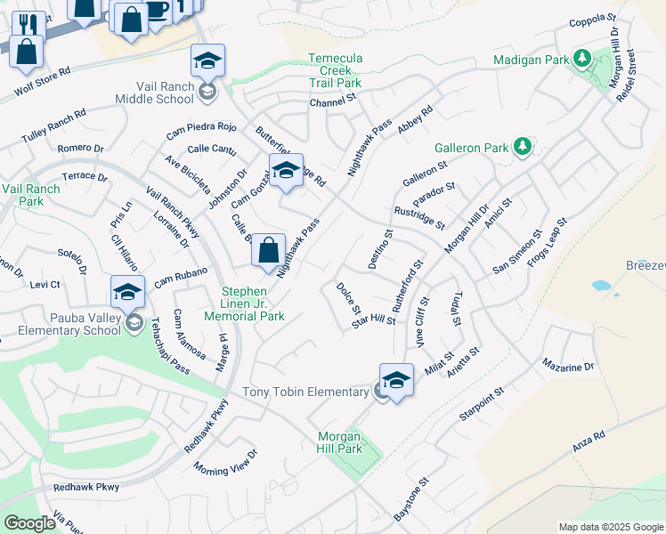 map of restaurants, bars, coffee shops, grocery stores, and more near 44839 Mumm Street in Temecula
