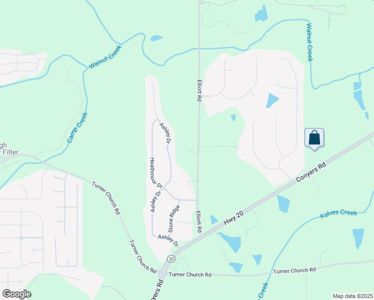 map of restaurants, bars, coffee shops, grocery stores, and more near 223 Elliott Road in McDonough