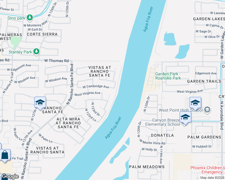 map of restaurants, bars, coffee shops, grocery stores, and more near 12139 North 122nd Avenue in Avondale