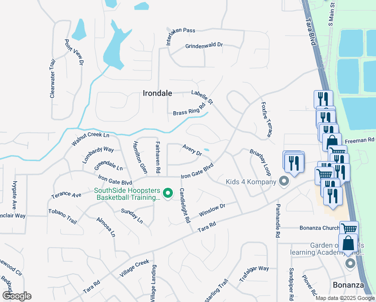 map of restaurants, bars, coffee shops, grocery stores, and more near 1275 Avery Drive in Jonesboro