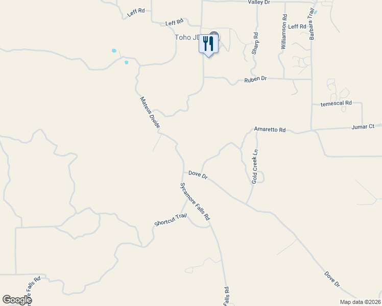map of restaurants, bars, coffee shops, grocery stores, and more near Sycamore Falls Road in Aguanga