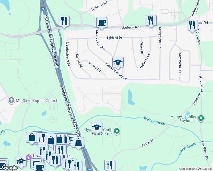 map of restaurants, bars, coffee shops, grocery stores, and more near 597 Camano Way in McDonough