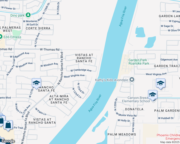 map of restaurants, bars, coffee shops, grocery stores, and more near 12221 West Cambridge Avenue in Avondale