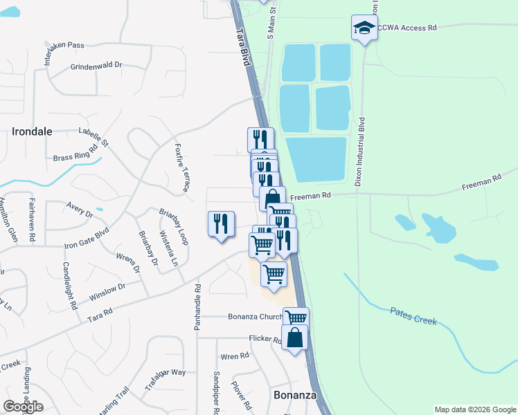 map of restaurants, bars, coffee shops, grocery stores, and more near 1714 Old Dogwood in Jonesboro