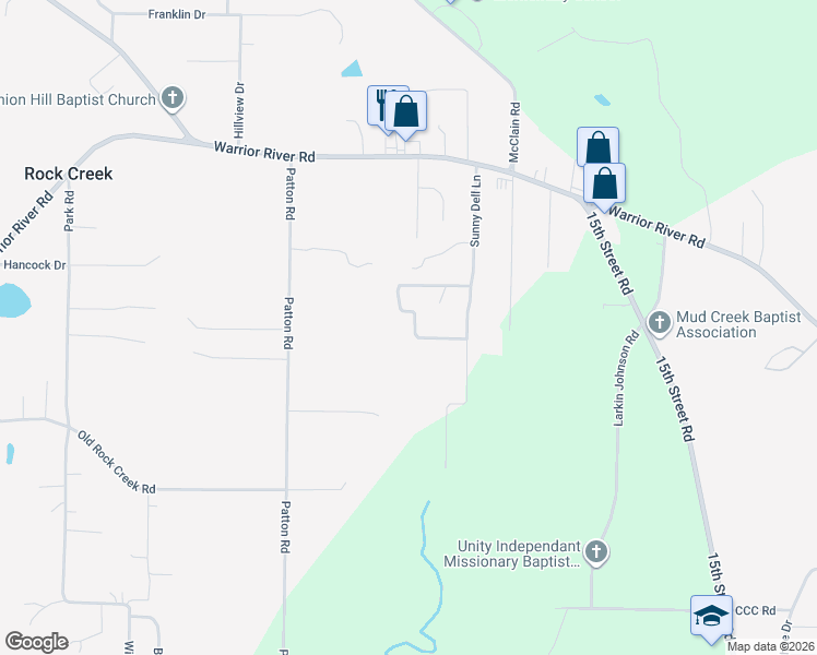 map of restaurants, bars, coffee shops, grocery stores, and more near 6801 Sunny Dell Drive in Bessemer