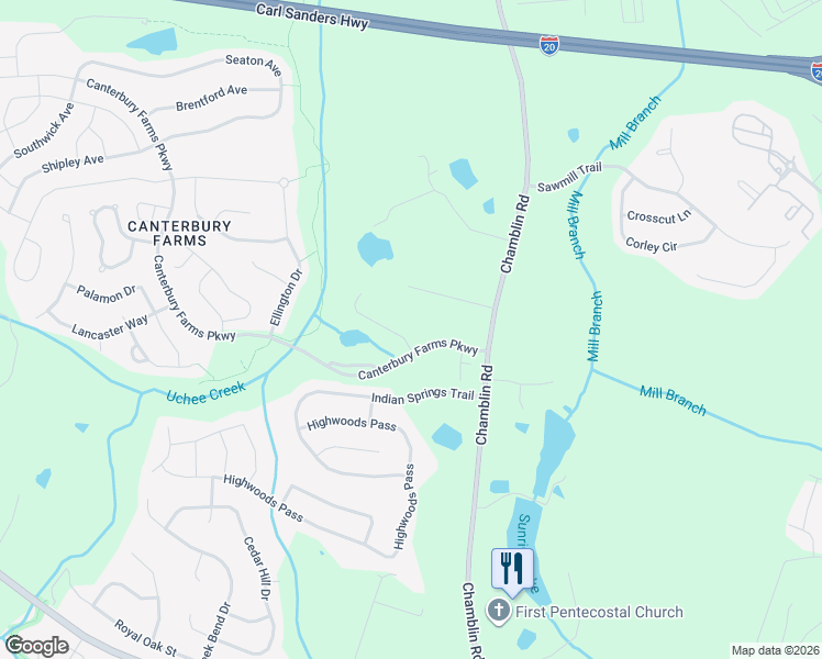 map of restaurants, bars, coffee shops, grocery stores, and more near 205 Havelock Drive in Grovetown