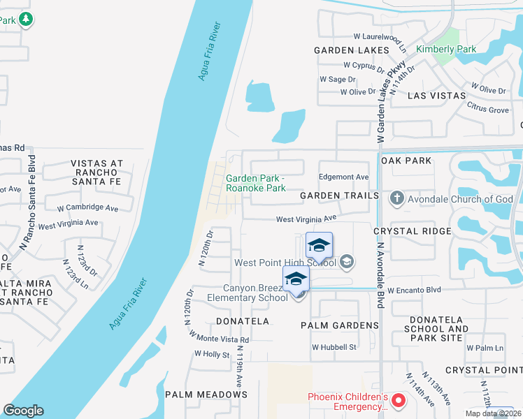 map of restaurants, bars, coffee shops, grocery stores, and more near 11855 West Cambridge Avenue in Avondale