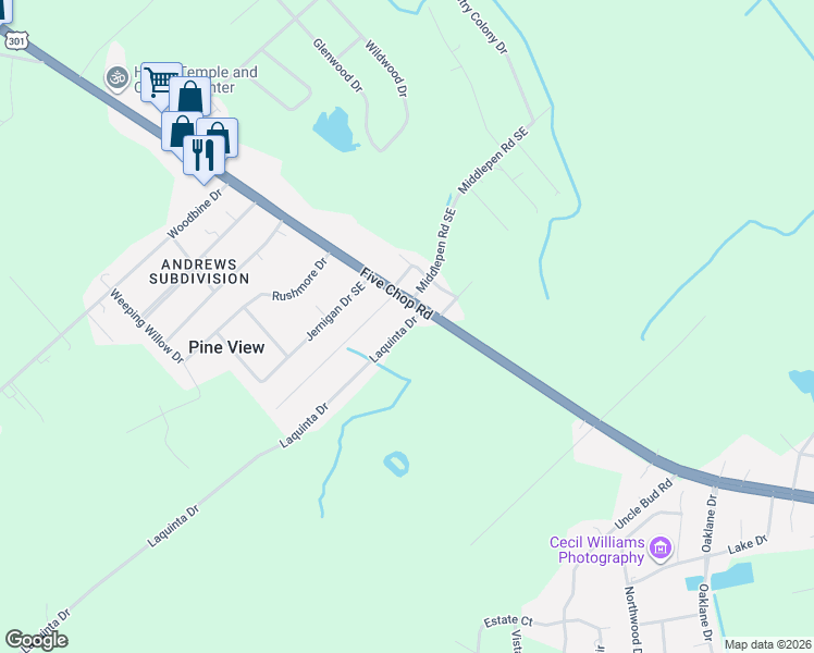 map of restaurants, bars, coffee shops, grocery stores, and more near 100 Laquinta Dr in Orangeburg