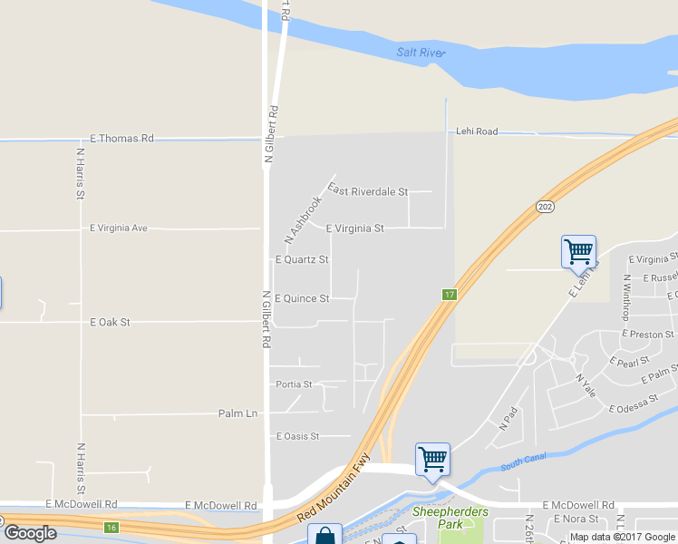 map of restaurants, bars, coffee shops, grocery stores, and more near 3311 North Chestnut in Mesa