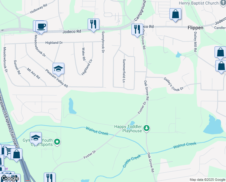 map of restaurants, bars, coffee shops, grocery stores, and more near 130 Summerfield Drive in McDonough