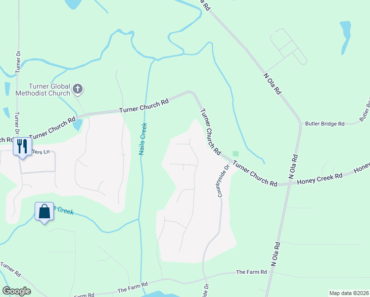 map of restaurants, bars, coffee shops, grocery stores, and more near 1401 Short Court in McDonough
