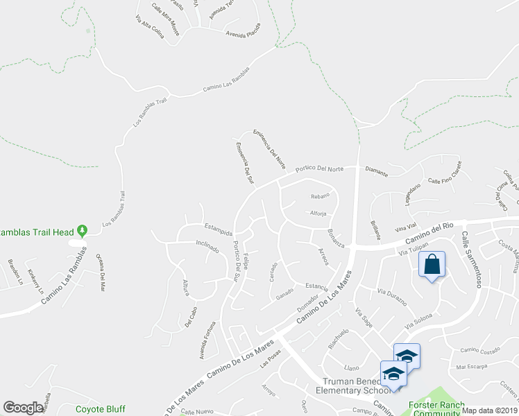 map of restaurants, bars, coffee shops, grocery stores, and more near 2911 Obrajero in San Clemente