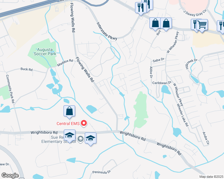 map of restaurants, bars, coffee shops, grocery stores, and more near 1521 Arabian Horse Road in Augusta