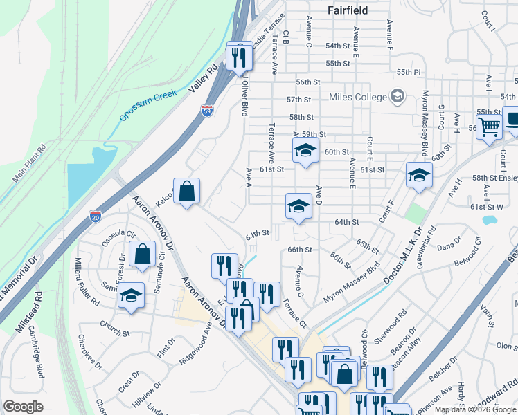 map of restaurants, bars, coffee shops, grocery stores, and more near 113 Jerry Coleman Street in Fairfield